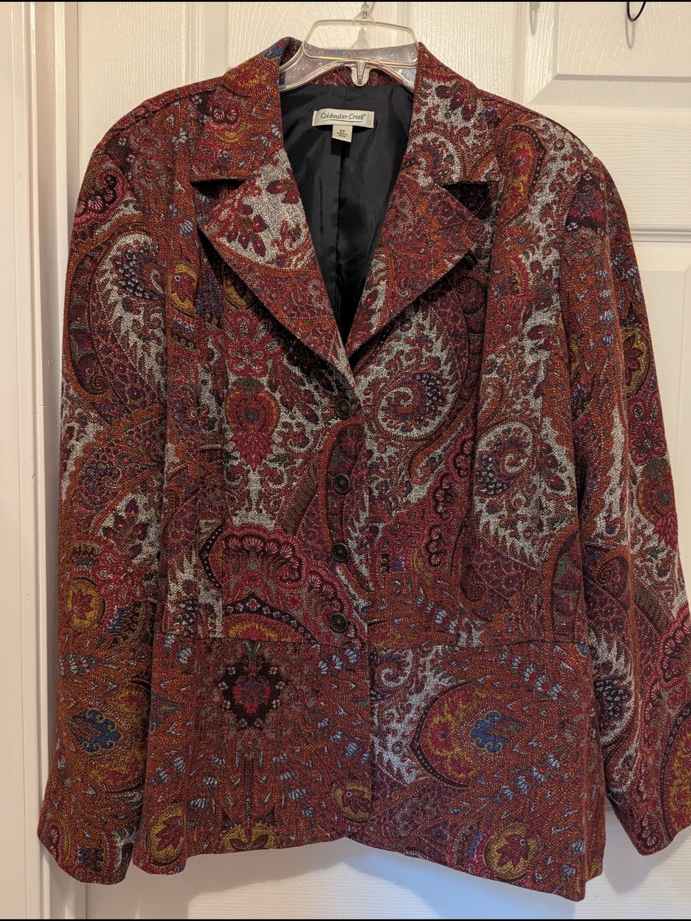 Coldwater Creek Women's Paisley Button-Front Jacket in Rust